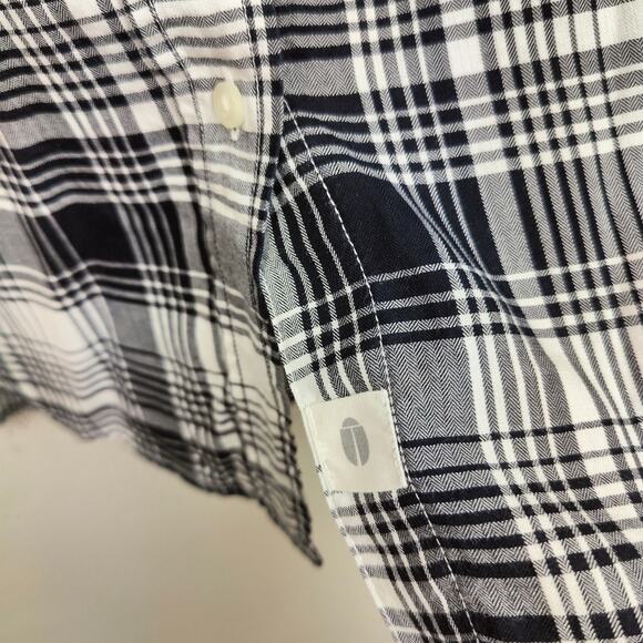 Grayson The Hero‎ Top Womens Medium 3 Blue Black White Check Button Up Cotton - Picture 4 of 6
